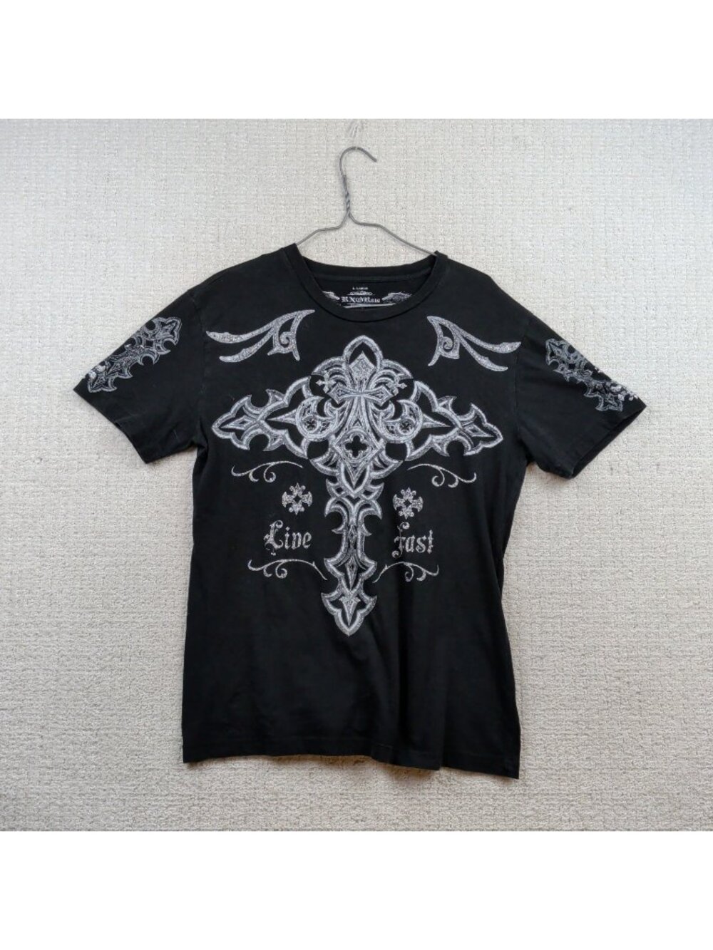 Y2K RXO RAW Cross Wings Gothic Grunge Alt 20000's Cyber Afflication Style Sz L